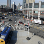 Overhead shot of the intersection of Flatbush and Atlantic Avenues